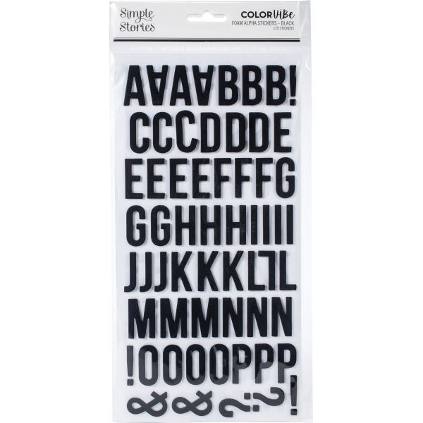 Simple Stories - Color Vibe Foam Alpha Stickers - Black