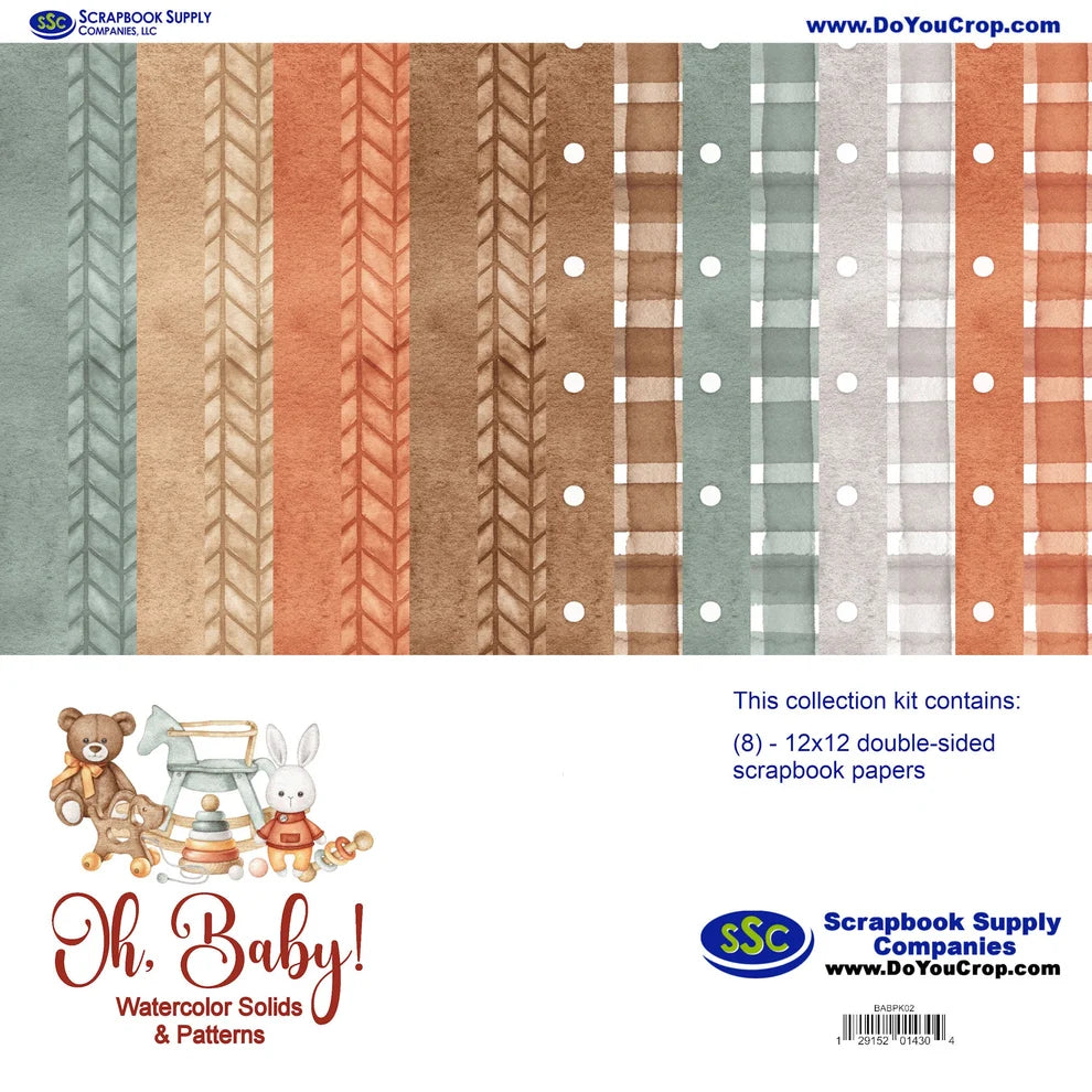 SSC - Oh Baby! Watercolor Solids & Patterns 12x12 Collection Kit
