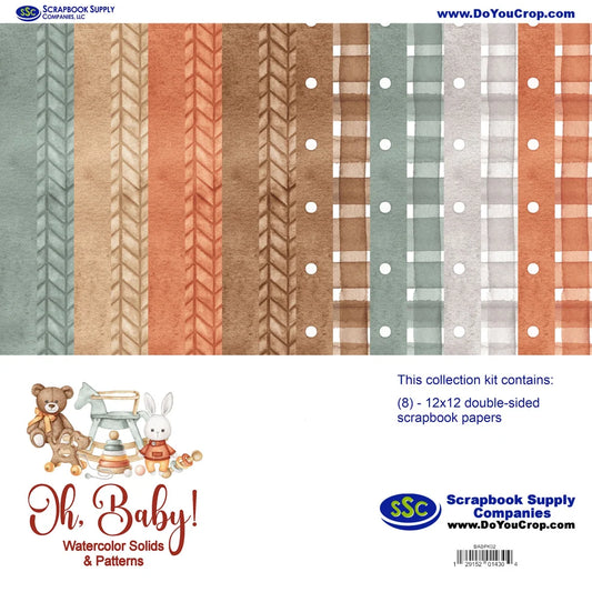 SSC - Oh Baby! Watercolor Solids & Patterns 12x12 Collection Kit