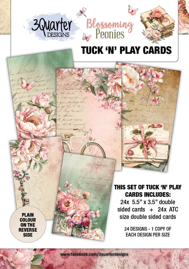 3Quarter Design- Blossoming Peonies Tuck and Play Cards