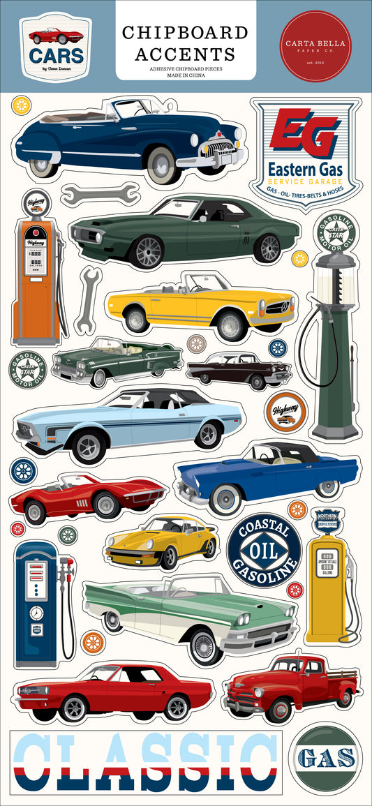Carta Bella - Cars Chipboard Accents