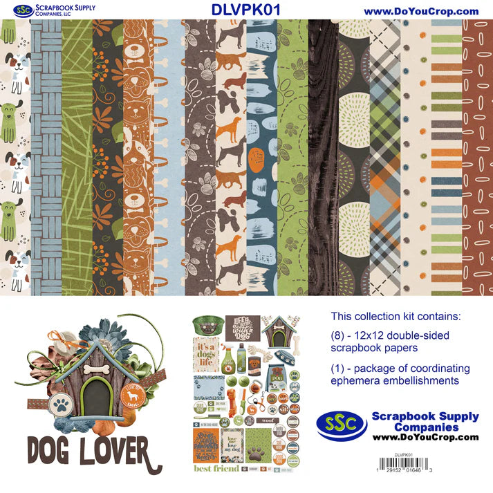 SSC - Dog Lover 12x12 Scrapbook Paper and Embellishment Kit