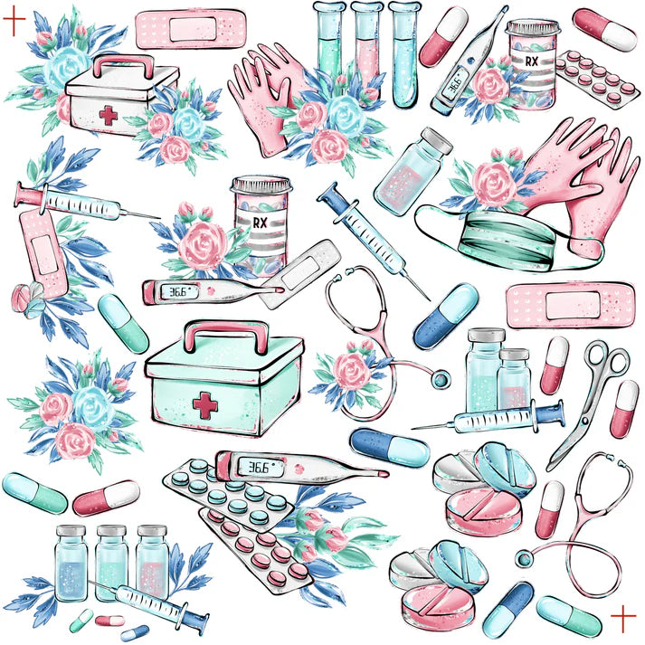 SSC - Phantasia Design's - Doctor's & Nurse 12x12 Scrapbook Paper and Embellishment Kit