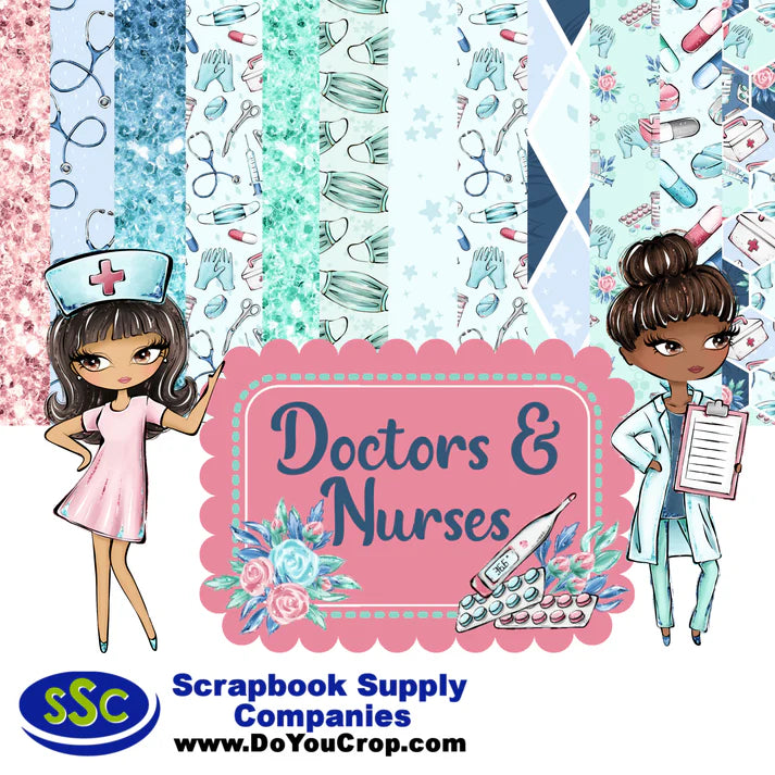 SSC - Phantasia Design's - Doctor's & Nurse 12x12 Scrapbook Paper and Embellishment Kit