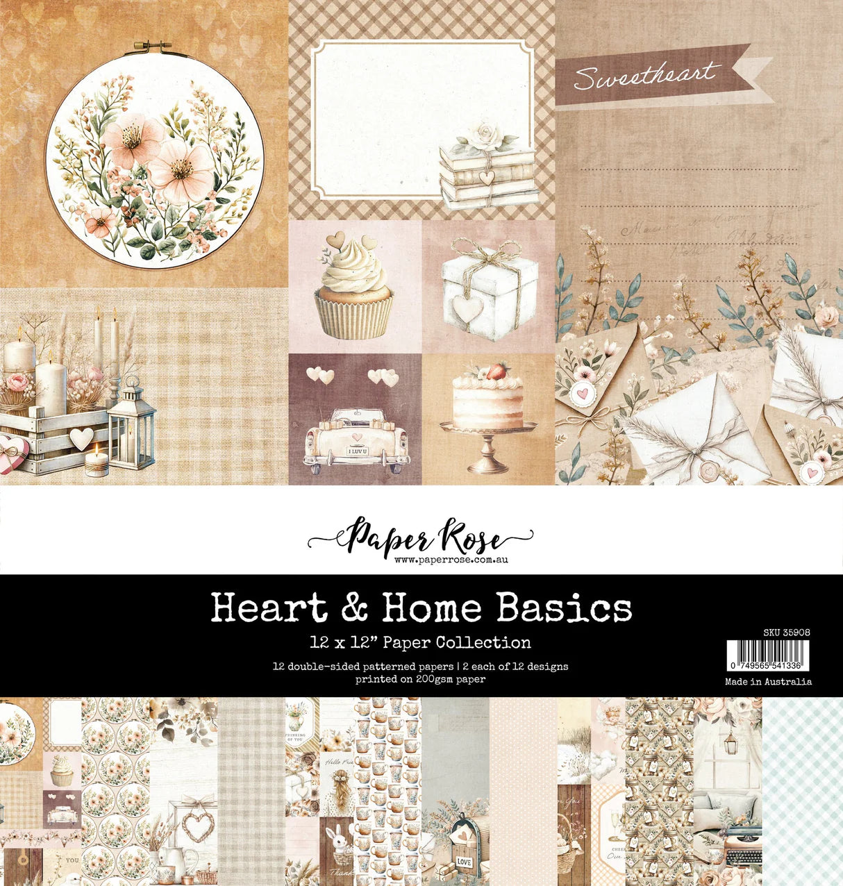 Paper Rose Studio - Heart & Home Basics 12x12 Paper Collection