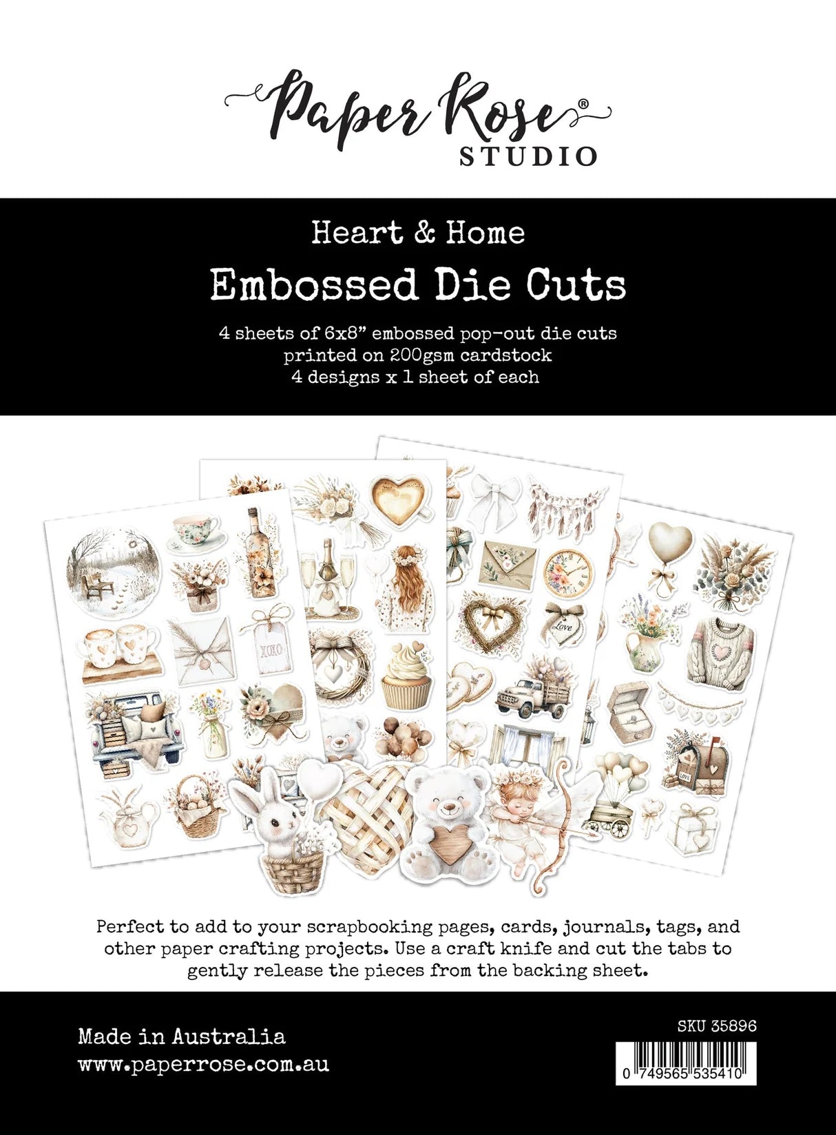 Paper Rose Studio - Heart & Home Embossed Die Cuts