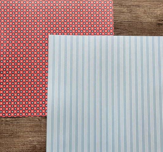 Vintage Market - Dapper Dots & Pinstripe Blues 12x12 Double-Sided Paper