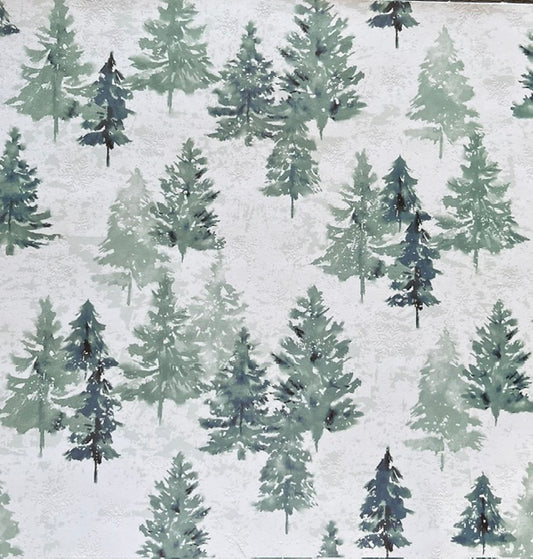Vintage Market - Snow Pines - Snow-Kissed Evergreens 12x12 Single-Sided Paper