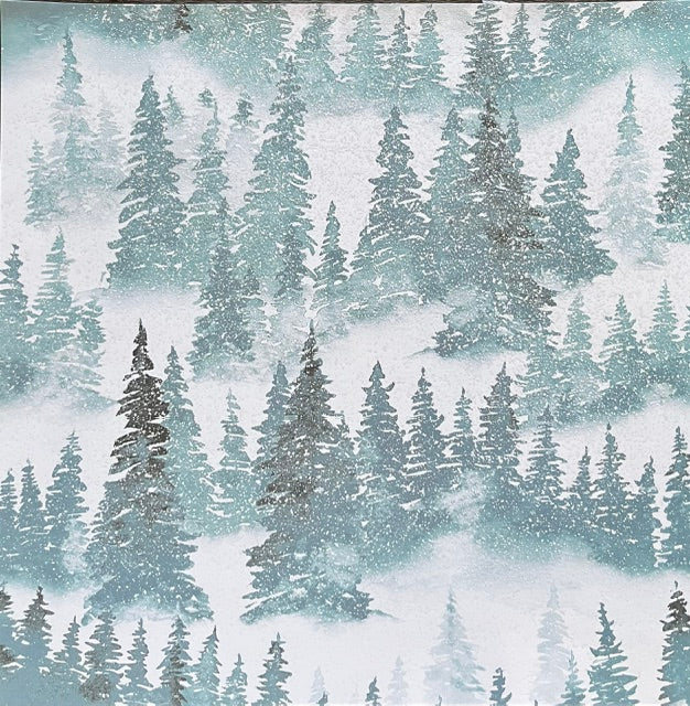 Vintage Marker - Snow-Pines - Snowfall Through the Evergreens 12x12 Single-Sided Paper