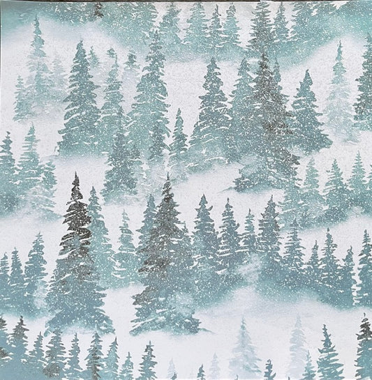 Vintage Marker - Snow-Pines - Snowfall Through the Evergreens 12x12 Single-Sided Paper