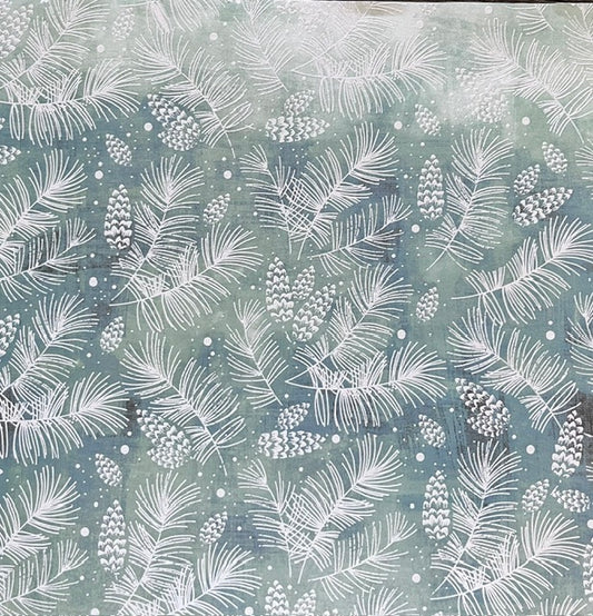 Vintage Market - Snow Pines - Glistening Pine Boughs 12x12 Single-Sided Paper