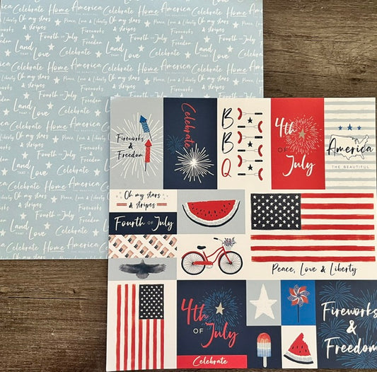 Vintage Market - Parker Lane - Celebrate the Red, White & Blue 12x12 Double-Sided Paper