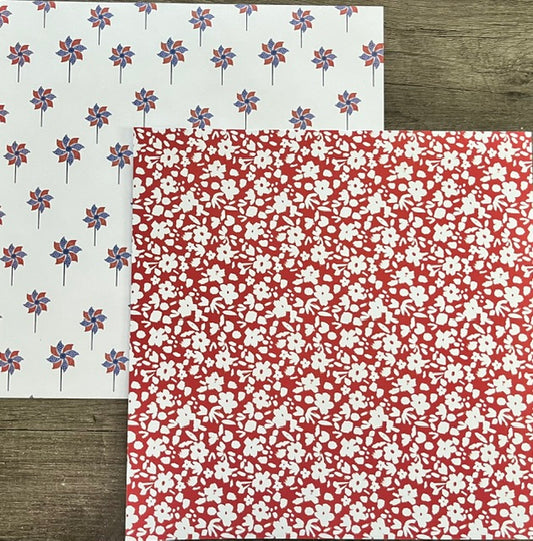 Vintage Market - Parker Lane - Pinwheels & Picnic Blooms 12x12 Double-Sided Paper
