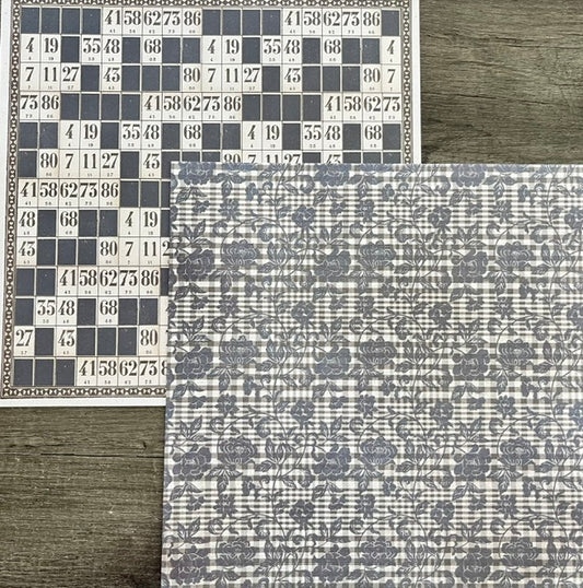 Vintage Market -idea-ology- Lucky Numbers & Lace 12x12 Double-Sided Paper