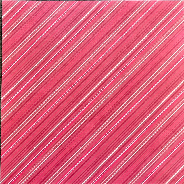 Vintage Market - Raspberry Ribbon Stripes 12x12 Single-Sided Paper
