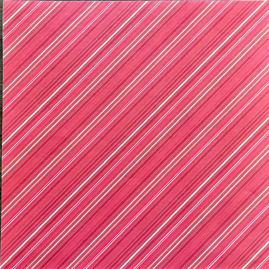 Vintage Market - Raspberry Ribbon Stripes 12x12 Single-Sided Paper