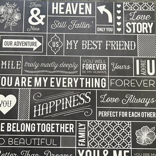 Vintage Market - Love Notes & Forever Quotes 12x12 Single-Sided Paper