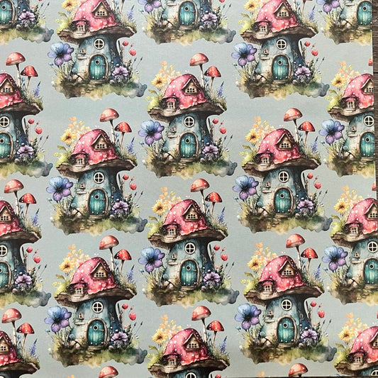 Vintage Market - Recollections - Toadstool Cottage Lane 12x12 Single-Sided Paper