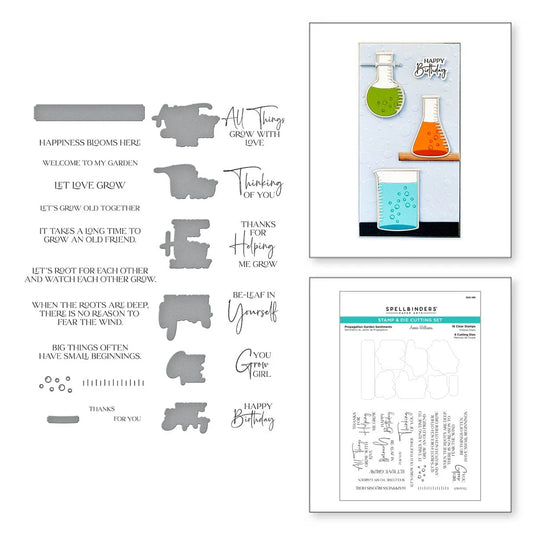 Spellbinders - Propagation Garden Sentiments - Stamp and Die Cutting Set