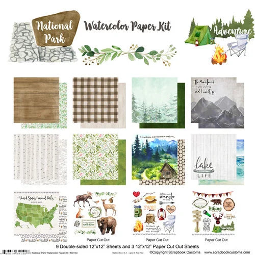 Scrapbook Customs- National Park Watercolor Paper Kit