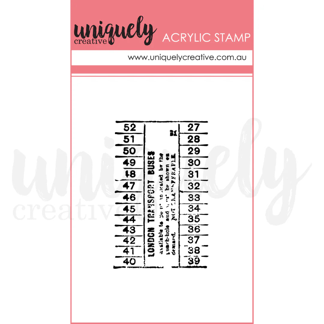 Uniquely Creative- Vintage Bus Ticket Mark Mini Stamp