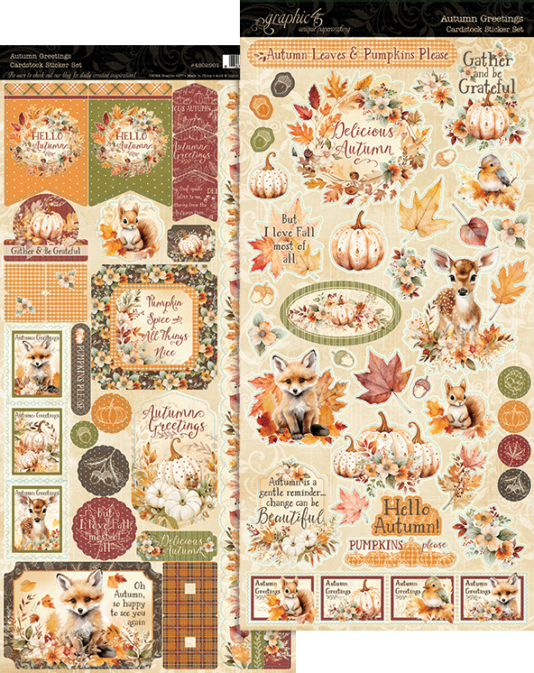 Graphic 45- Autumn Greetings Cardstock Sticker Set