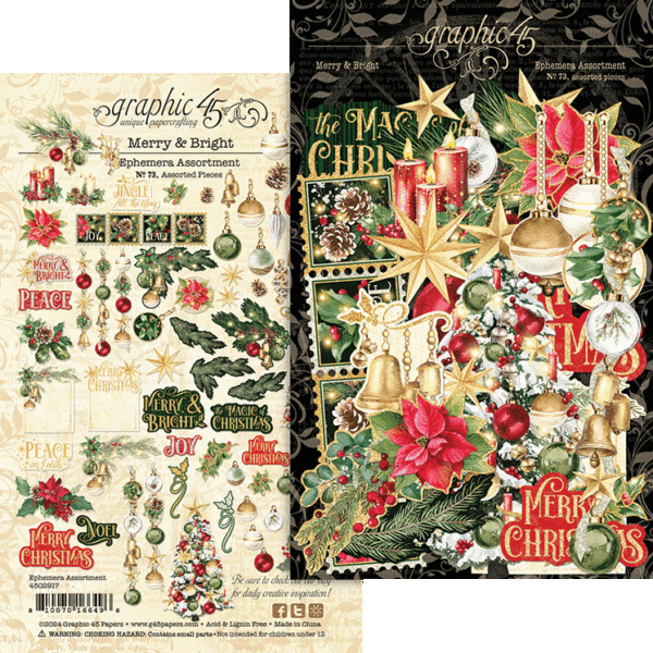 Graphic 45. Merry & Bright Ephemera Set