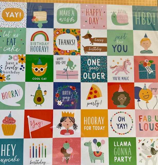 Vintage Market - Birthday Squares of Joy 12x12 Single-Sided Paper