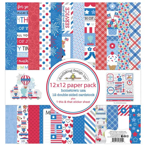 Doodlebug Design- Hometown USA Double Sided 12x12 Paper Pack