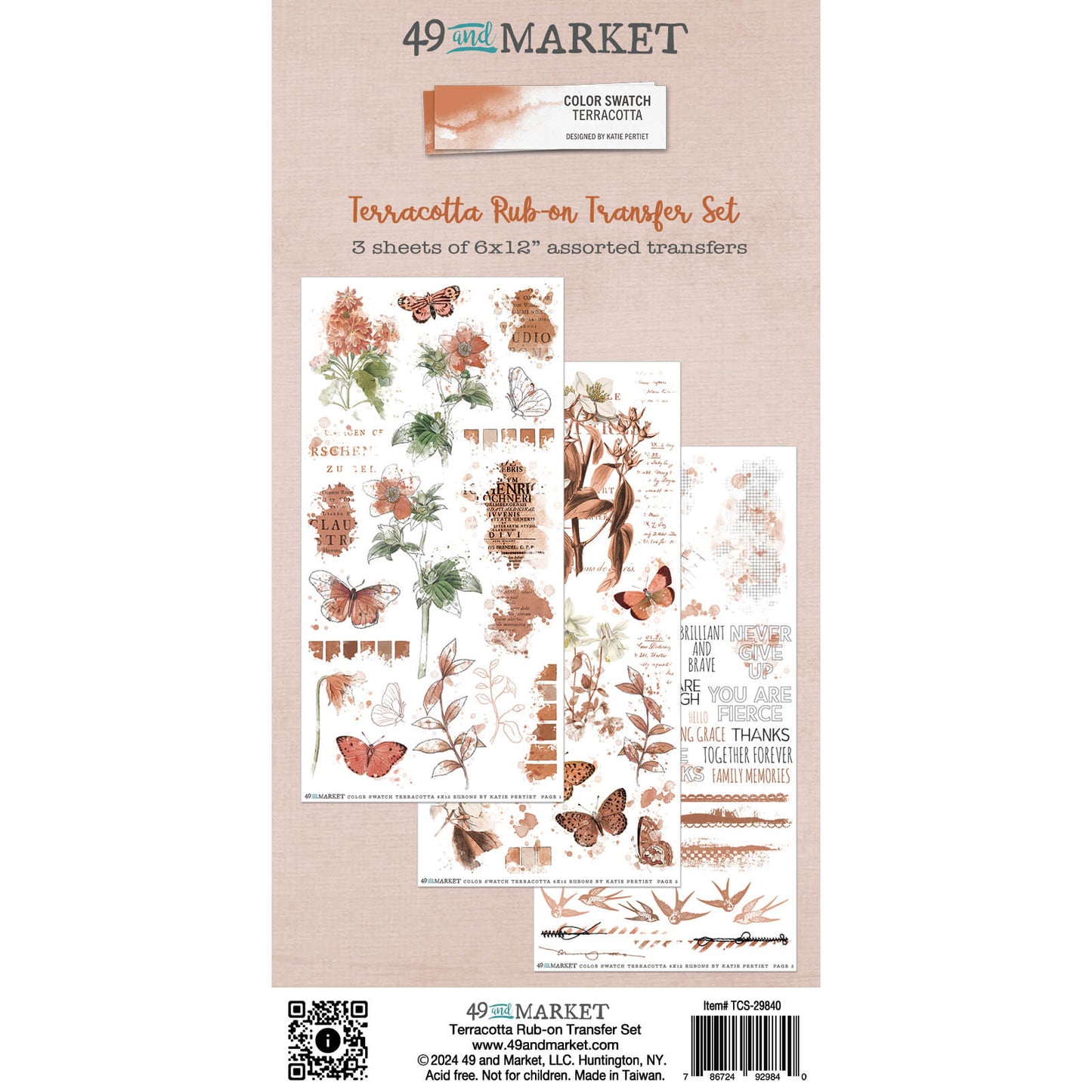 49 & Market- Color Swatch Terracotta Rub-on Transfer Set