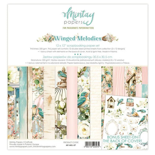 Mintay Papers-WingedMelodies, 12x12 Paper Set