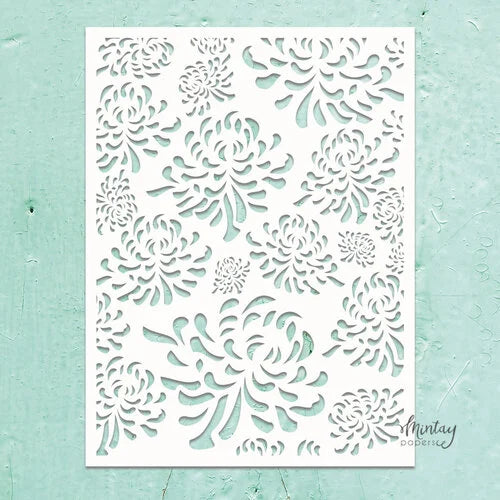 Mintay papers-Kreativa Stencil- Chrysanthemum