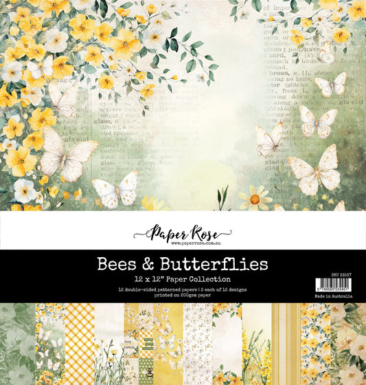 Paper Rose Studio-12x12 Paper Collection- Bees & Butterflies