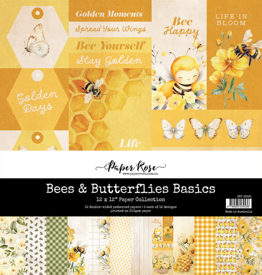 Paper Rose Studio-12x12Paper Collection- Bees & Butterflies Basics