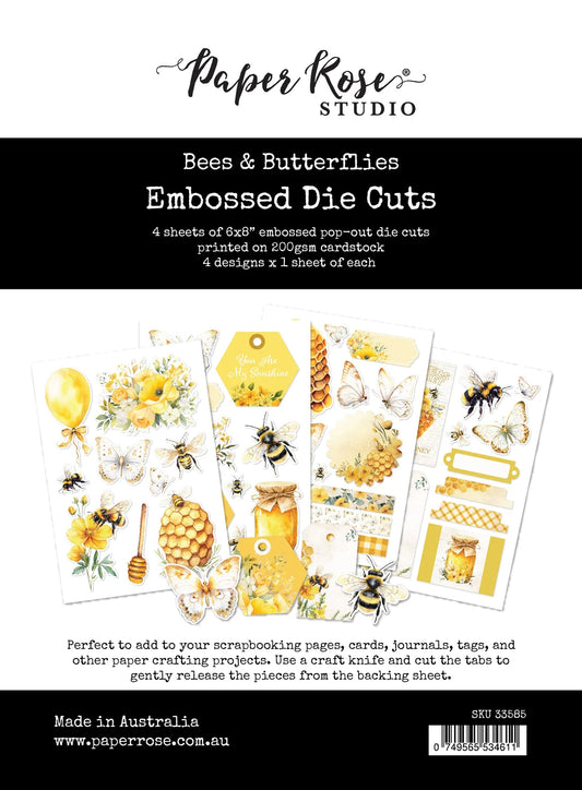 Paper Rose Studio-Embossed Die Cuts- Bees & Butterflies