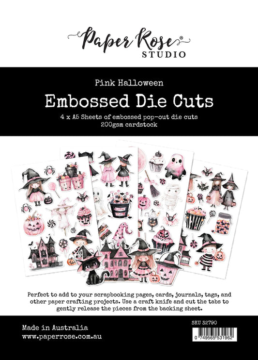 Paper Rose Studio - Pink Halloween Embossed Die Cuts