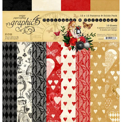Graphic 45 - Curiouser & Curiouser - 12x12 Patterns & Solids Pack