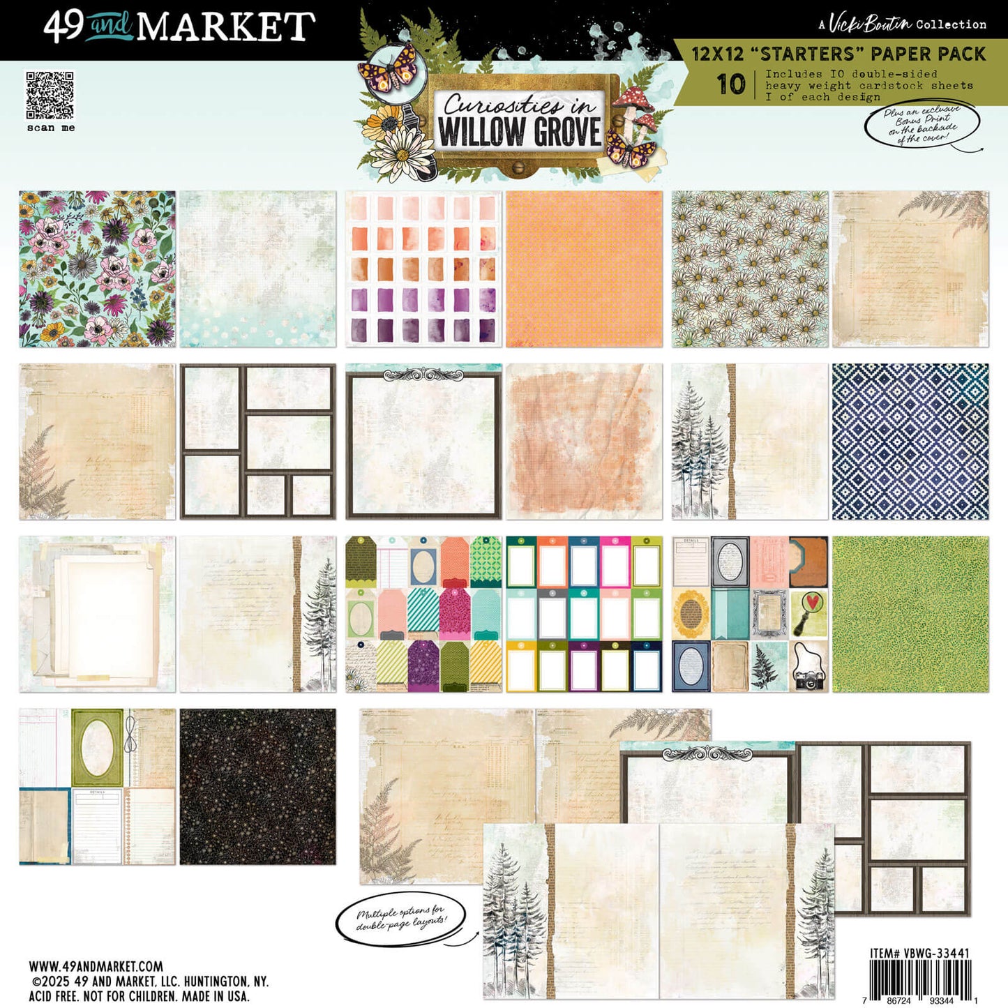 49 & Market - Curiosities In Willow Grove - 12x12 Starters Paper Pack