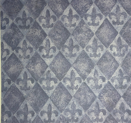 Vintage Market - Scrap-Ease- Fleur De Lis-Sapphire 12x12 Single Sheet