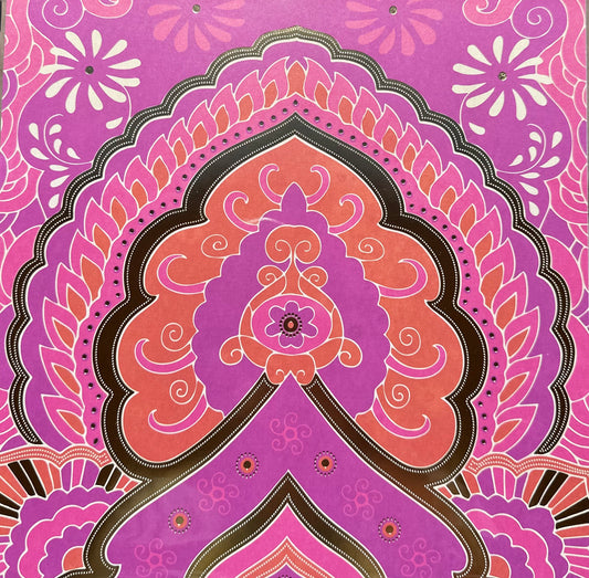 Vintage Market - 12x12 Single Sided Paper - Pink Indie Lotus Print with Gold Foil Accents