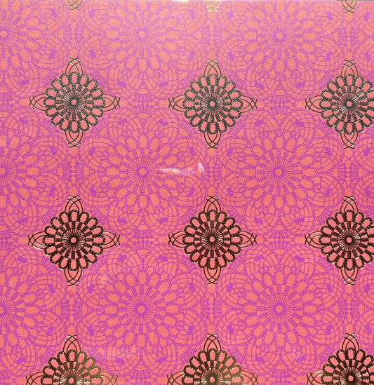 Vintage Market - 12x12 Single Sided Paper - Pink With Gold Foil Mandala