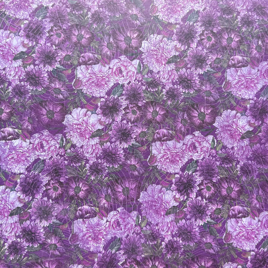 Vintage Market - 12x12 Single Sided Paper - Purple Dahlia Print