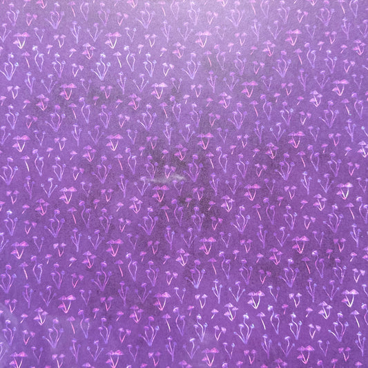 Vintage Market - 12x12 Single Sided Paper - Purple Mushroom Print