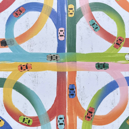 Vintage Market - 12x12 Single Sided Paper - Cars on Track