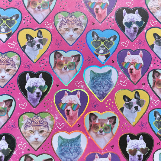 Vintage Market - 12x12 single Sided Paper - Whimsical Animals in Hearts