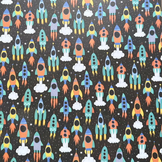Vintage Market - 12x12 Single Sided Paper - Rocket Ships