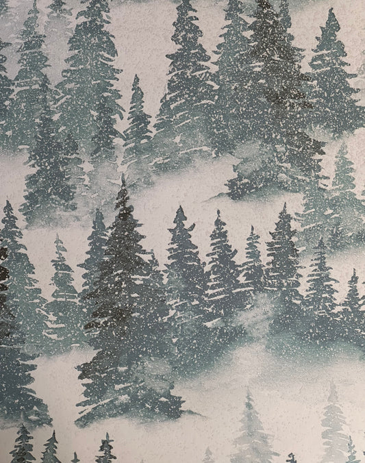 Vintage Market - Glitter Pine Trees 12x12 Paper