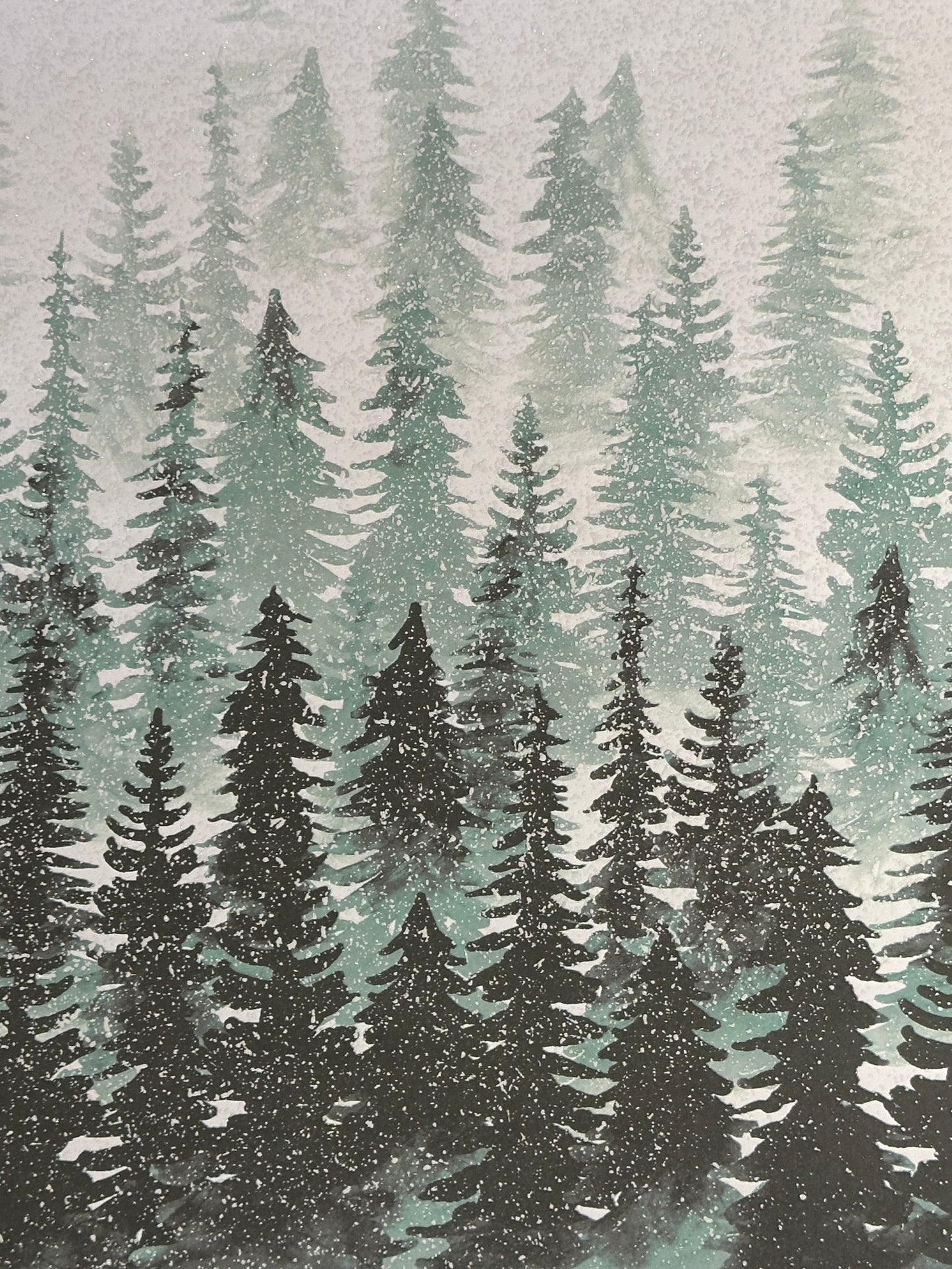 Vintage Market - Black Pines with Glitter 12x12 Paper