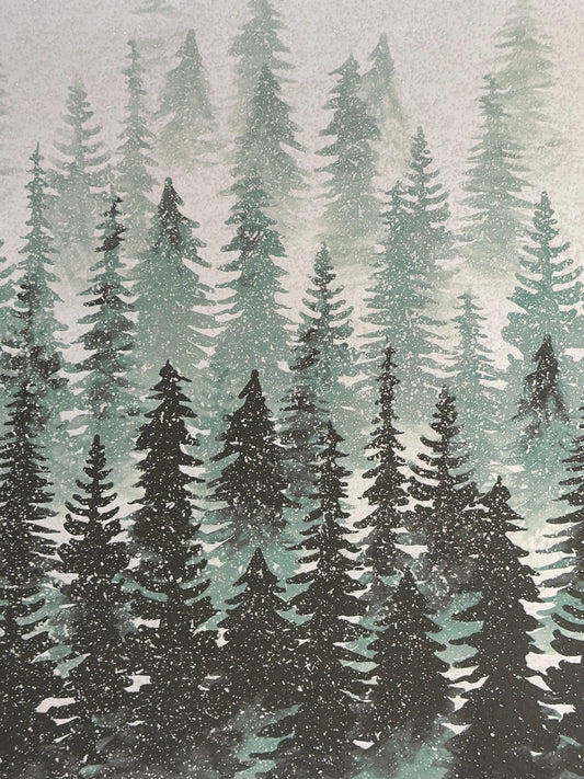 Vintage Market - Black Pines with Glitter 12x12 Paper