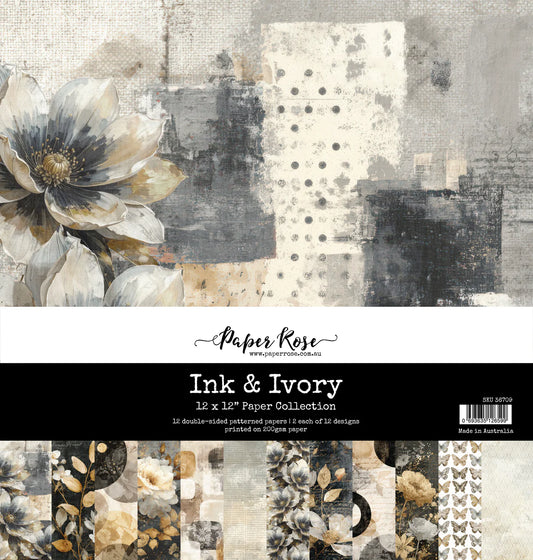 Paper Rose Studio - Ink & Ivory 12x12 Paper Collection